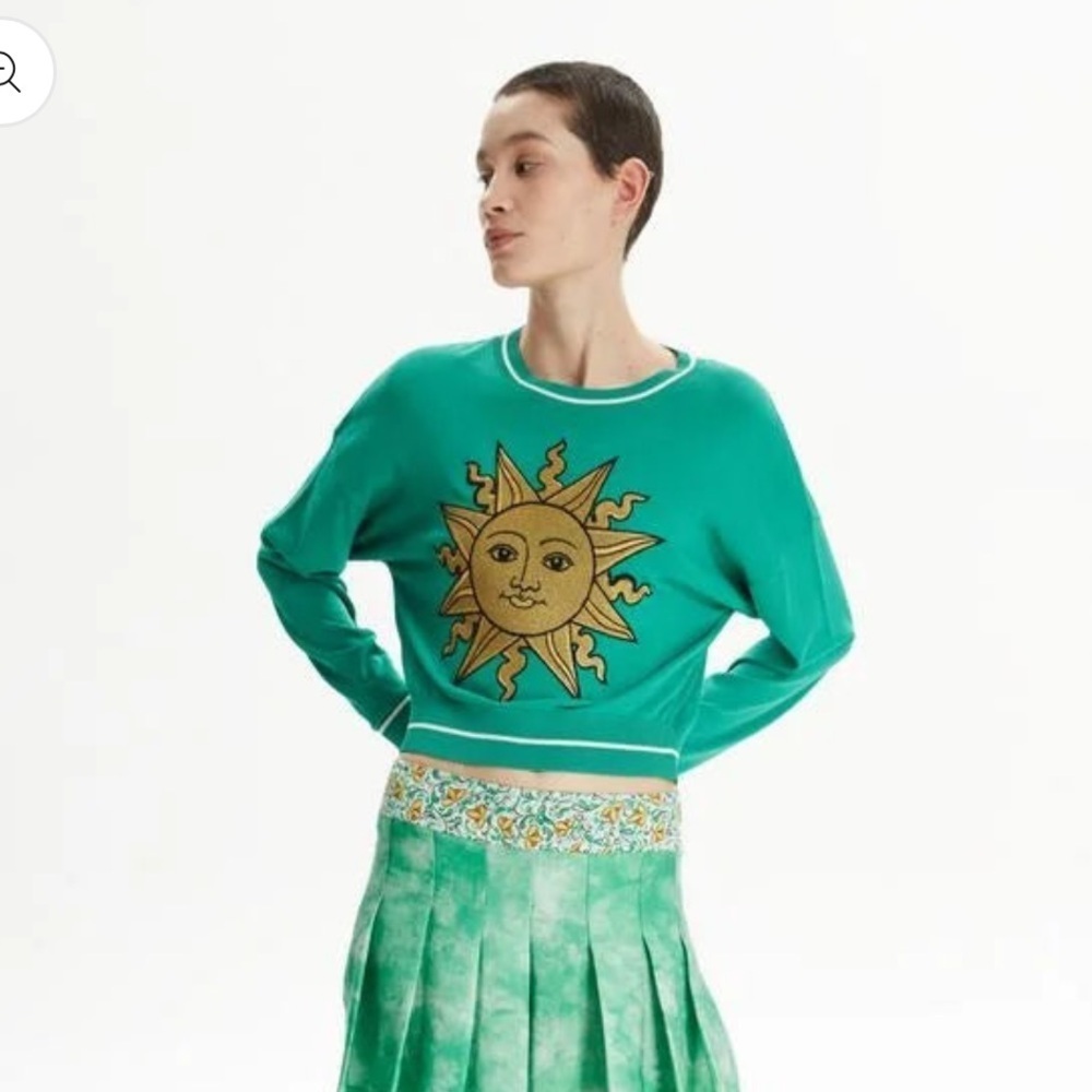 Adl raisa Vanessa Sweater green top sun print xs - Picture 11 of 12